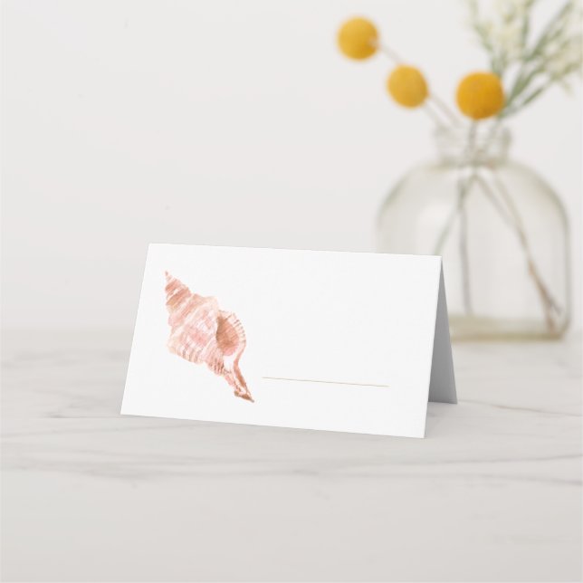 Watercolor Sea Shell Place Card (Front)