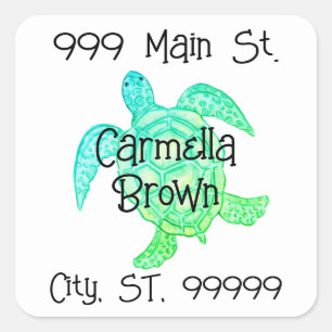 Watercolor sea turtle address label