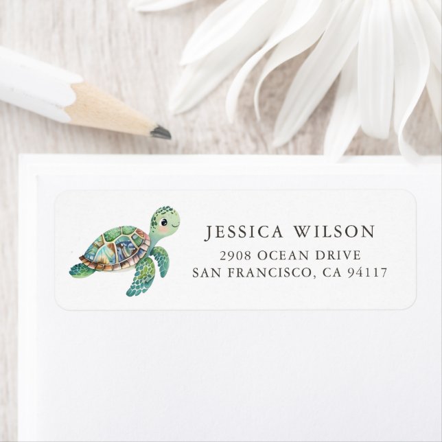 Watercolor Sea Turtle Adresse du Baby shower (En situation)