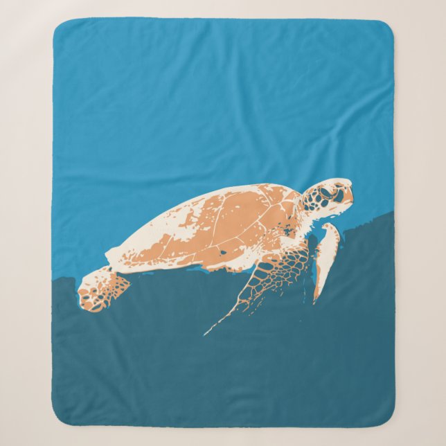 Watercolor Sea Turtle Animal Wildlife Nature Art  Sherpa Blanket (Front)