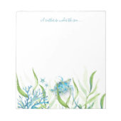 Watercolor Sea Turtle Beach Stationery Notepad (Front)