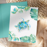 Watercolor Sea Turtle Blank Card<br><div class="desc">Tropical thank you notes let you express your gratitude in elegant style. Front features a my original watercolor sea turtle with monstera palm leaves. Personalize the inside with a custom greeting or leave blank inside to hand write your personal note. Designed to coordinate with my sea turtle collection these cards...</div>