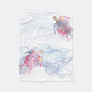 Watercolor Sea Turtle Fleece Blanket