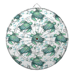 watercolor sea turtle green blue pattern animal dartboard