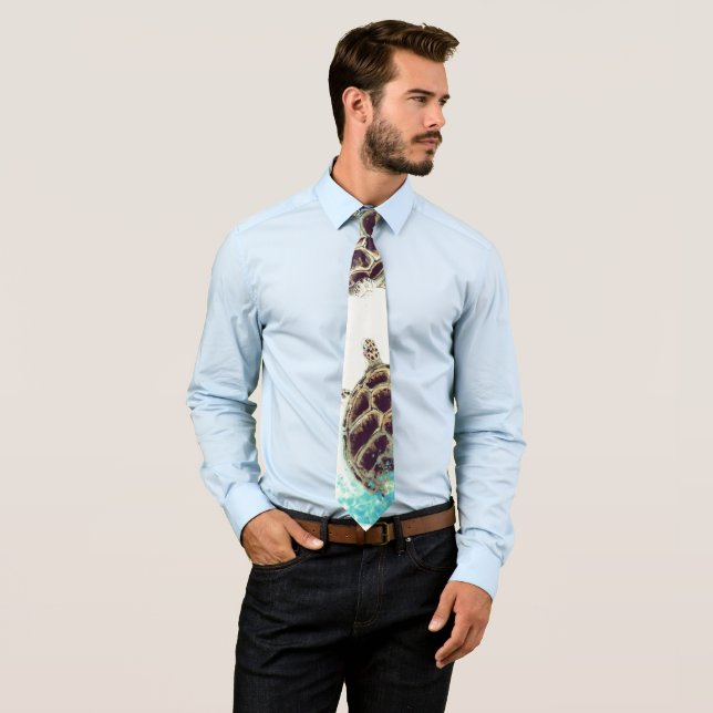 Watercolor Sea Turtle Love Designer Tie (In Situ)