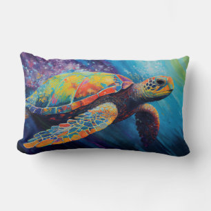 Watercolor Sea Turtle Lumbar Pillow
