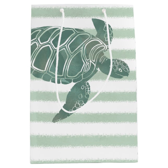 Watercolor Sea Turtle Medium Gift Bag (Front)