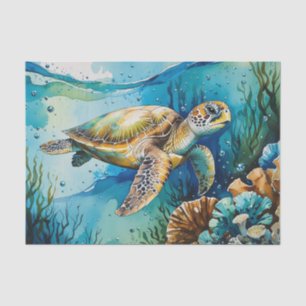 Watercolor Sea Turtle Ocean Decor Decoupage Tissue Paper