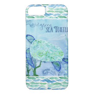 Watercolor Sea Turtle Ocean Modern Beach Art Blue iPhone 8/7 Case