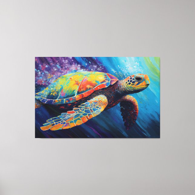Watercolor Sea Turtle Painting Canvas (Front)