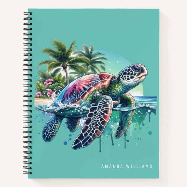 Watercolor Sea Turtle Personalized Journal (Front)