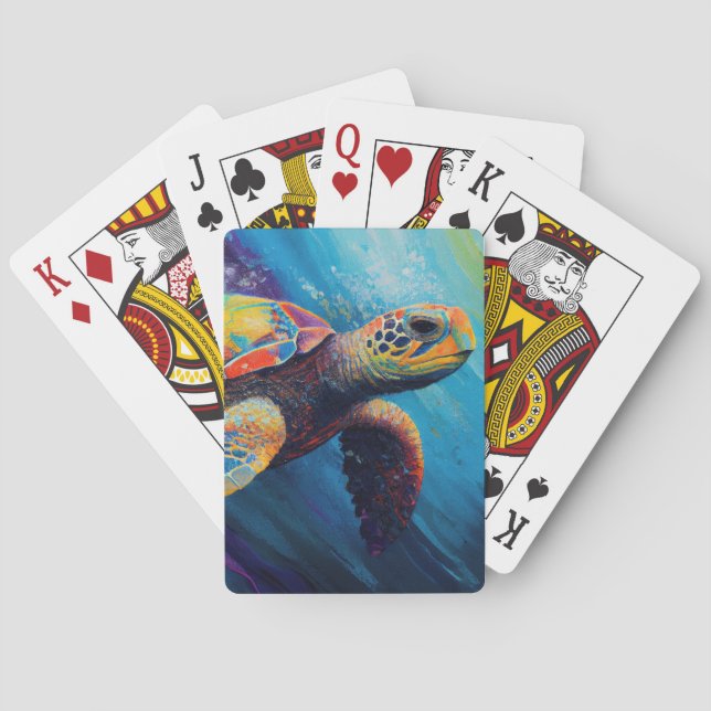 Watercolor Sea Turtle Playing Cards (Back)