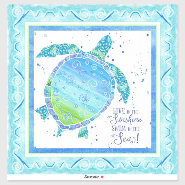 Watercolor Sea Turtle Sunshine Seas Beach Starfish (Sheet)