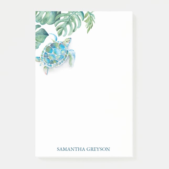 Watercolor Sea Turtle Tropical Post-it Notes (Front)