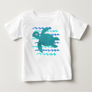Watercolor Sea Turtle Waves Baby T-Shirt