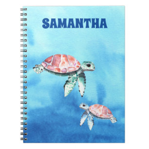 Watercolor Sea Turtles Monogram Name Notebook