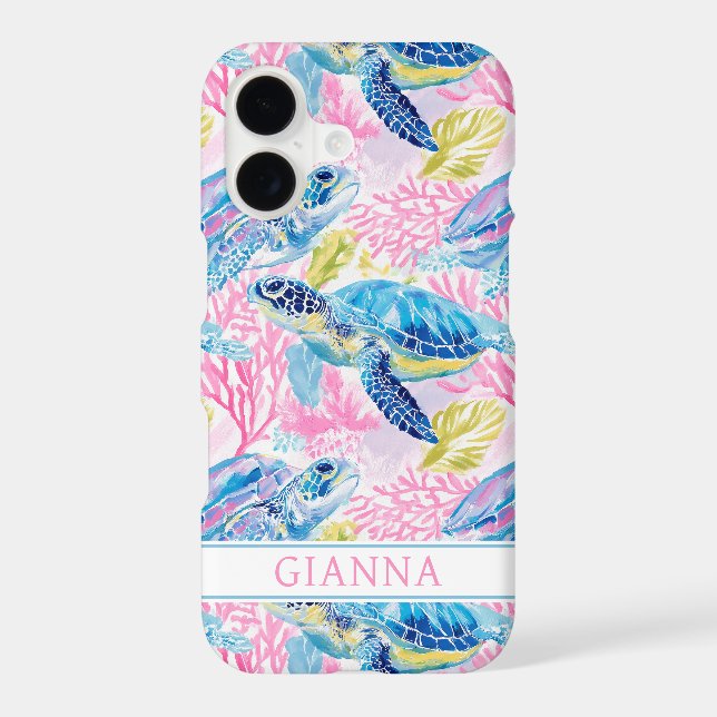 Watercolor Sea Turtles Monogrammed (Back)