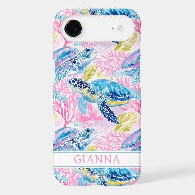 Watercolor Sea Turtles Monogrammed (Back)