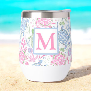 Watercolor Sea Turtles Ocean Beach Monogram
