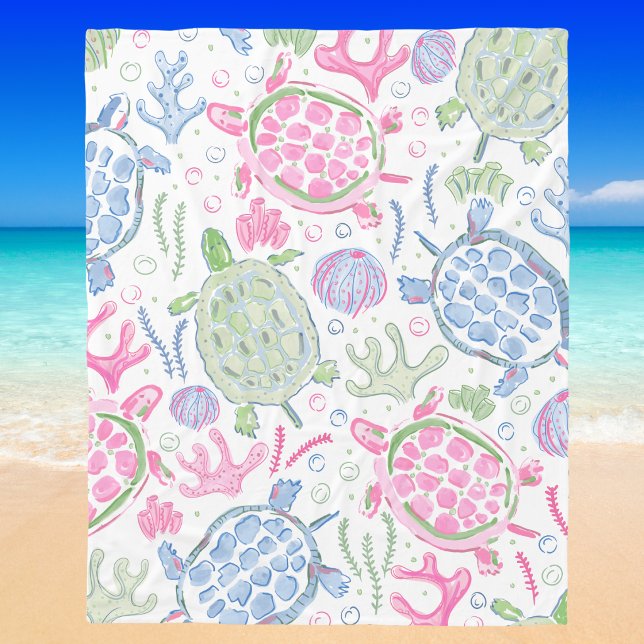Watercolor Sea Turtles Ocean Fleece Blanket (Creator Uploaded)