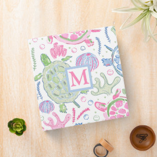Watercolor Sea Turtles Ocean Monogram Binder