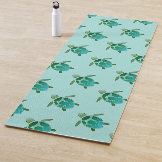 Watercolor Sea Turtles Pattern Yoga Mat (In Situ)