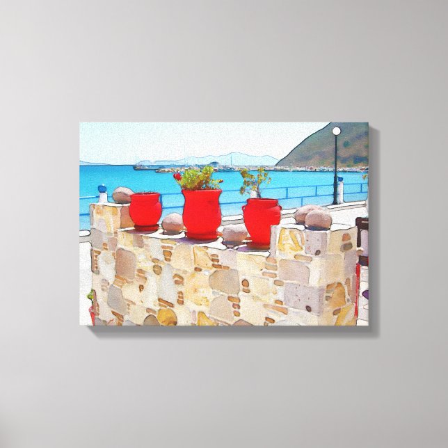 Watercolor sea view canvas print (Front)
