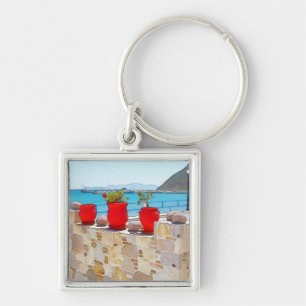 Watercolor sea view keychain