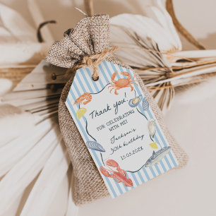 Watercolor Seafood Night Birthday Party  Gift Tags