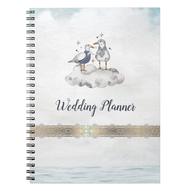 Watercolor Seagulls Beach Notebook (Front)
