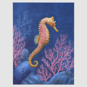 Watercolor Seahorse and Coral Tissue Paper