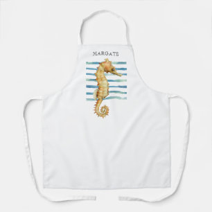 Watercolor Seahorse Beach Coastal MARGATE Apron