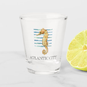 Watercolor Seahorse Beach Coastal Shot Glass