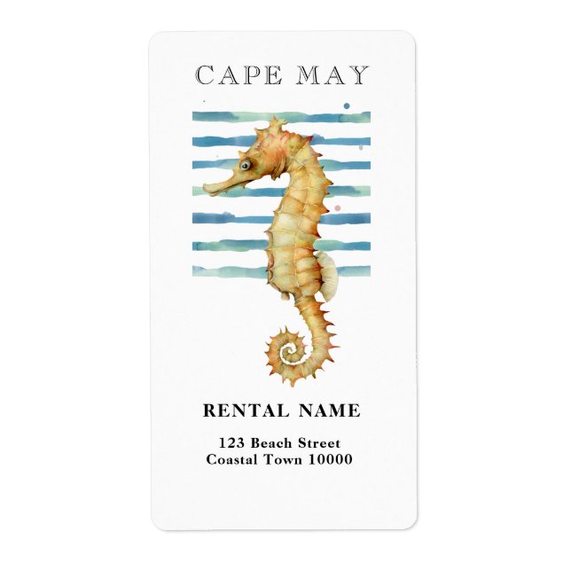 WATERCOLOR SEAHORSE, BEACH TOWN, CAPE MAY ADDRESS (Front)