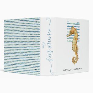 WATERCOLOR SEAHORSE, BEACH TOWN, CAPE MAY Memories Binder