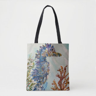 Watercolor Seahorse Double-sided Tote Bag