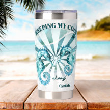 Watercolor Seahorse Fun Coastal Summer