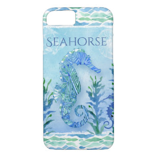 Watercolor Seahorse Ocean Beach Modern Geometric Case-Mate iPhone Case
