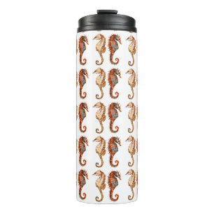 Watercolor Seahorse Pattern Thermal Tumbler
