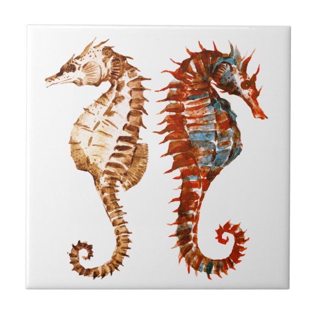 Watercolor Seahorse Pattern Tile (Front)