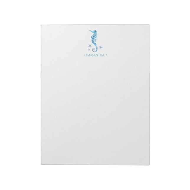 Watercolor Seahorse Personalized Stationery Notepad (Rotated)