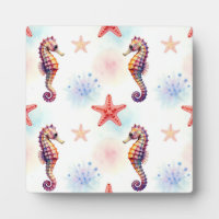 Watercolor Seahorse Starfish Pattern