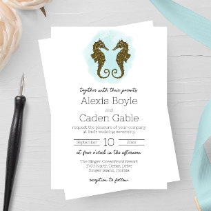 Watercolor Seahorse Wedding Invitation