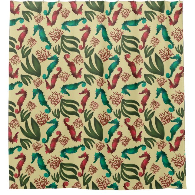 Watercolor Seahorse Yellow Nautical Pattern  (Front)
