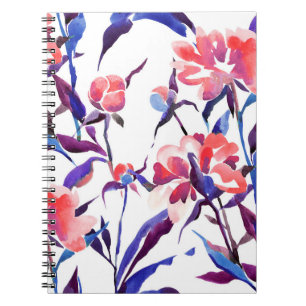 Watercolor seamless botanical pattern. Hand drawn Notebook