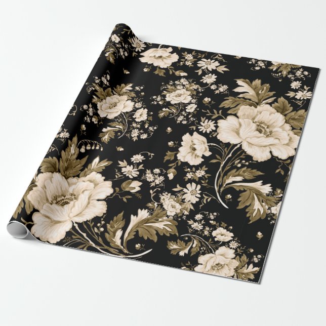 Watercolor seamless delicate flowers pattern with  wrapping paper (Unrolled)