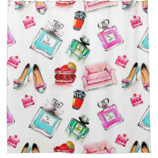 Watercolor seamless fashion glamour pattern on whi