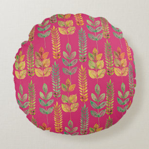 watercolor seamless floral pattern background text round pillow
