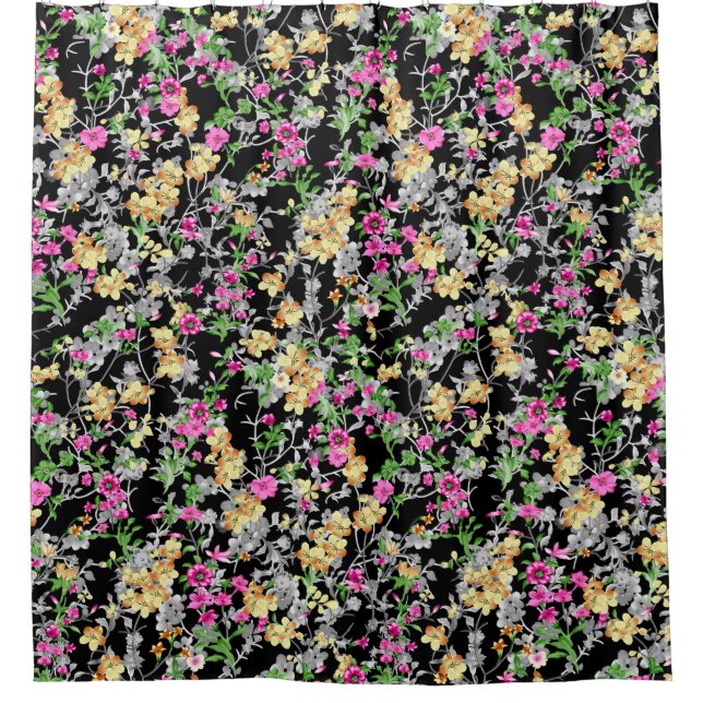 watercolor seamless floral pattern black backgroun (Front)
