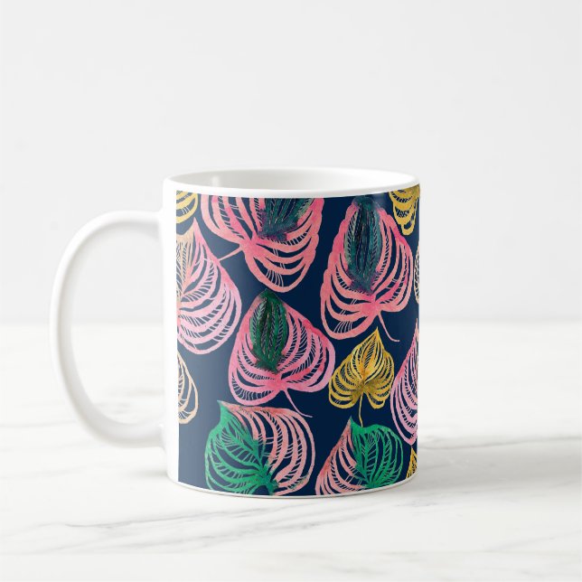 Watercolor seamless floral pattern grass branches coffee mug (Left)